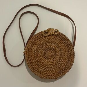 Wicker Round Crossbody Purse